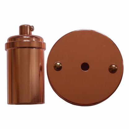 Ceiling Rose & E27 Lamp Holder Set – Rose Gold or Copper, Metal - photo 5