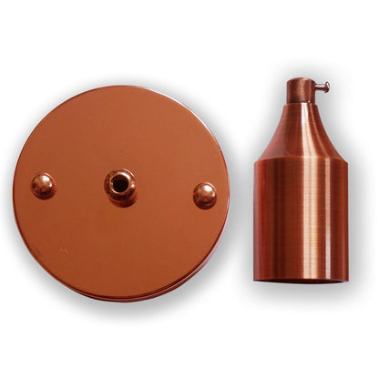 Ceiling Rose & E27 Lamp Holder Set – Rose Gold or Copper, Metal - Copper, No Shade, Without Bulb