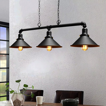 3-Light Water Pipe Pendant Bar – Industrial, E27, 4 Finishes - photo 6