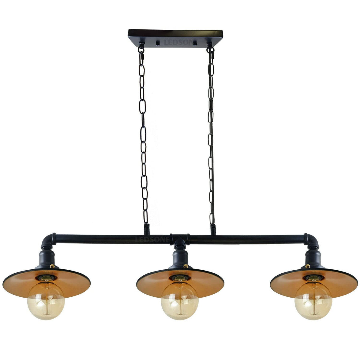3-Light Water Pipe Pendant Bar – Industrial, E27, 4 Finishes - photo 21