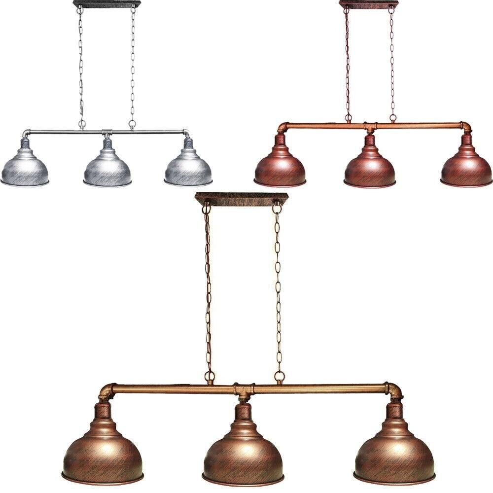 3-Light Water Pipe Pendant Bar – Industrial, E27, 4 Finishes - photo 23