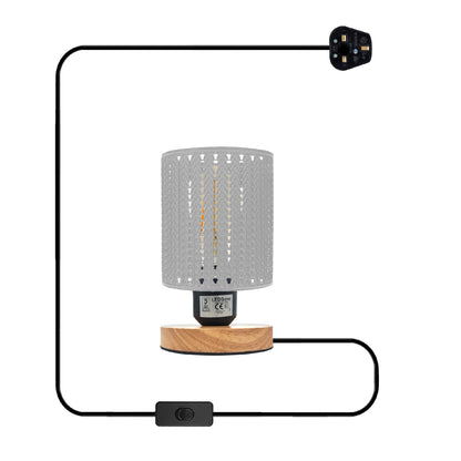 Metal Wire Cage Table Lamp with Wooden Stand E27 - photo 5