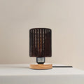 Metal Wire Cage Table Lamp with Wooden Stand E27