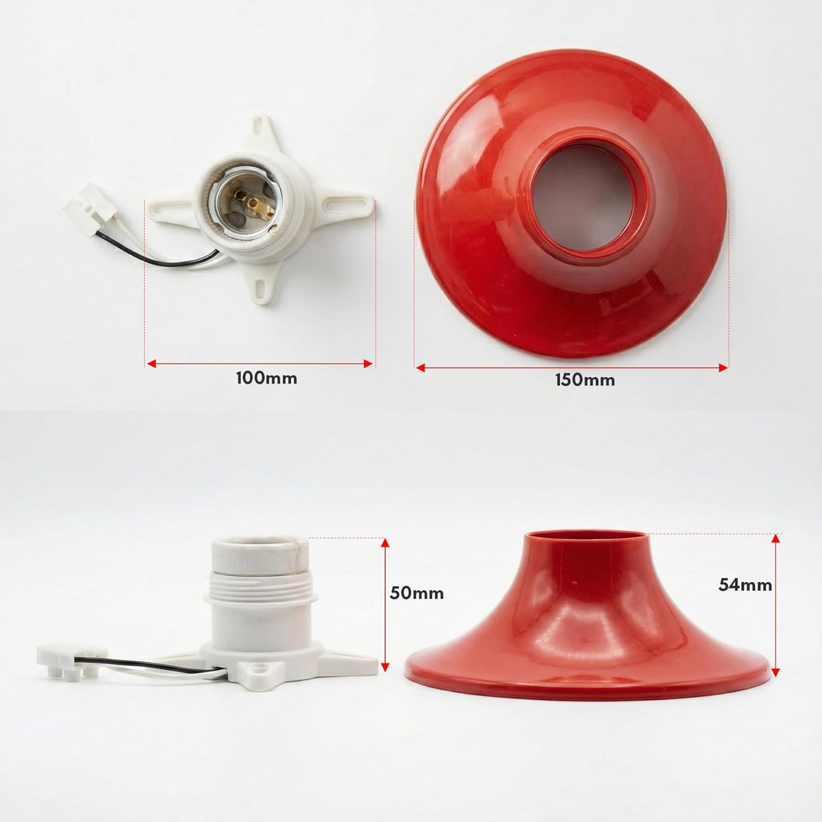 Flush Mount E27 Lamp Holder – Wall or Ceiling, Black, Red or White - photo 2