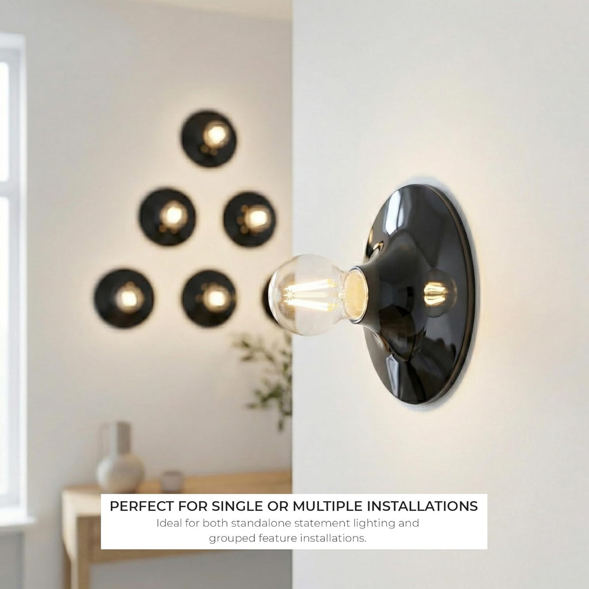 Flush Mount E27 Lamp Holder – Wall or Ceiling, Black, Red or White - photo 3