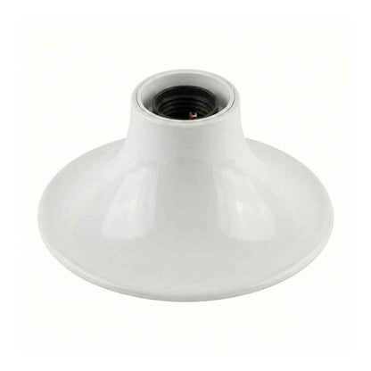 Flush Mount E27 Lamp Holder – Wall or Ceiling, Black, Red or White - White, Single, Standard