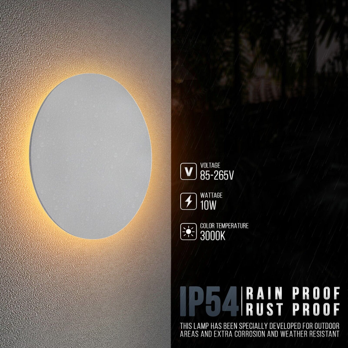 Round LED Halo Wall Light IP54 – White, Warm White - photo 7