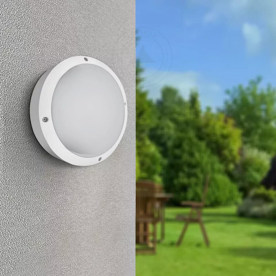 Round LED Bulkhead Light 12W IP54 – Warm White 3000K, White