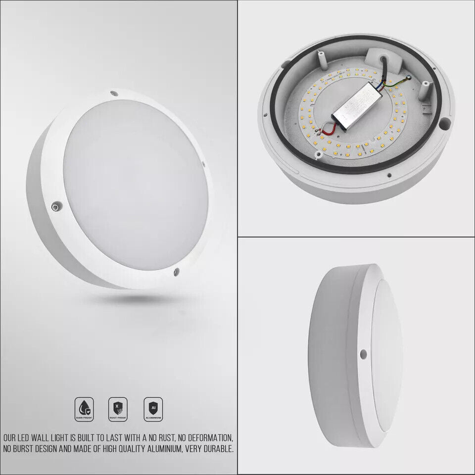 Round LED Bulkhead Light 12W IP54 – Warm White 3000K, White - photo 4