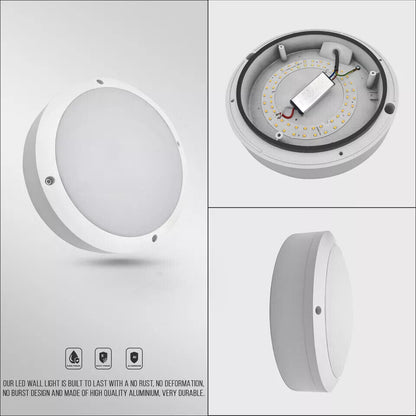 Round LED Bulkhead Light 12W IP54 – Warm White 3000K, White - photo 4