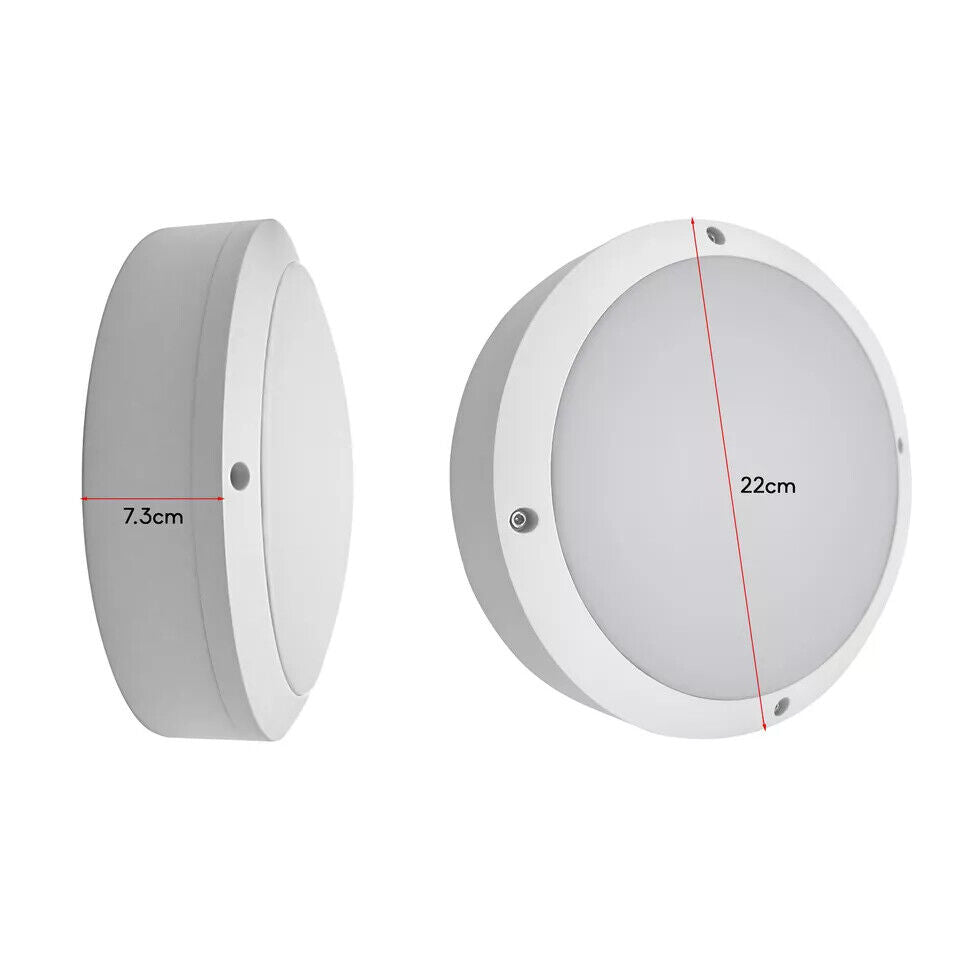 Round LED Bulkhead Light 12W IP54 – Warm White 3000K, White - photo 2
