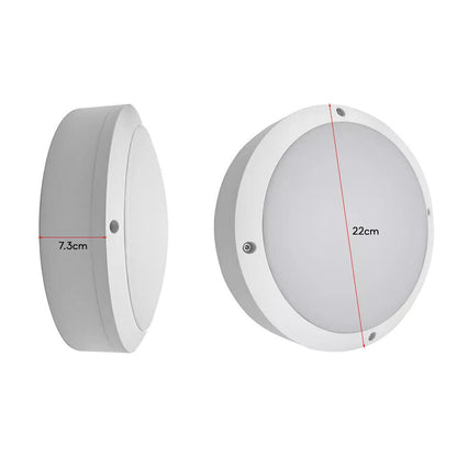 Round LED Bulkhead Light 12W IP54 – Warm White 3000K, White - photo 2