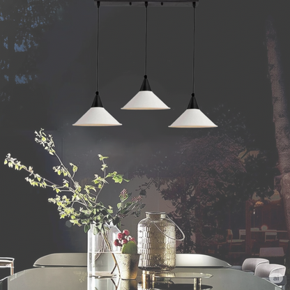 3-Light Pendant – Round Plate or Bar, Cones, Cages or Glass Globes, E27 - photo 2