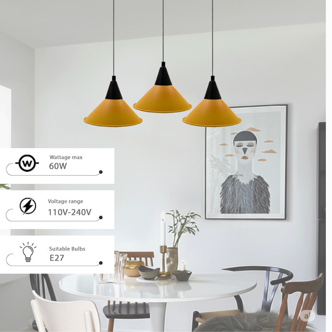 3-Light Pendant – Round Plate or Bar, Cones, Cages or Glass Globes, E27 - photo 3