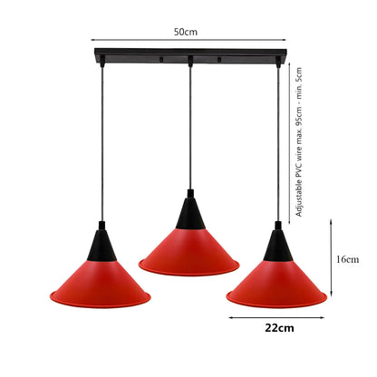 3-Light Pendant – Round Plate or Bar, Cones, Cages or Glass Globes, E27 - photo 4