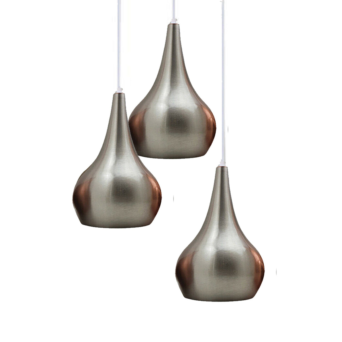 Metallic 3-Light Teardrop Pendant – Copper, Brass, Rose Gold or Nickel - photo 2