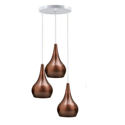 Metallic 3-Light Teardrop Pendant – Copper, Brass, Rose Gold or Nickel - White, Teardrop 13.5 cm Copper, Without Bulb
