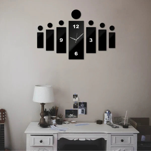 3D DIY Wall Clock Sticker – Black Acrylic Rectangles, Modern Design - photo 2
