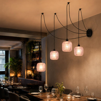 4-Way Spider Pendant Light – Frosted Glass Shades, 2m Cables - photo 4