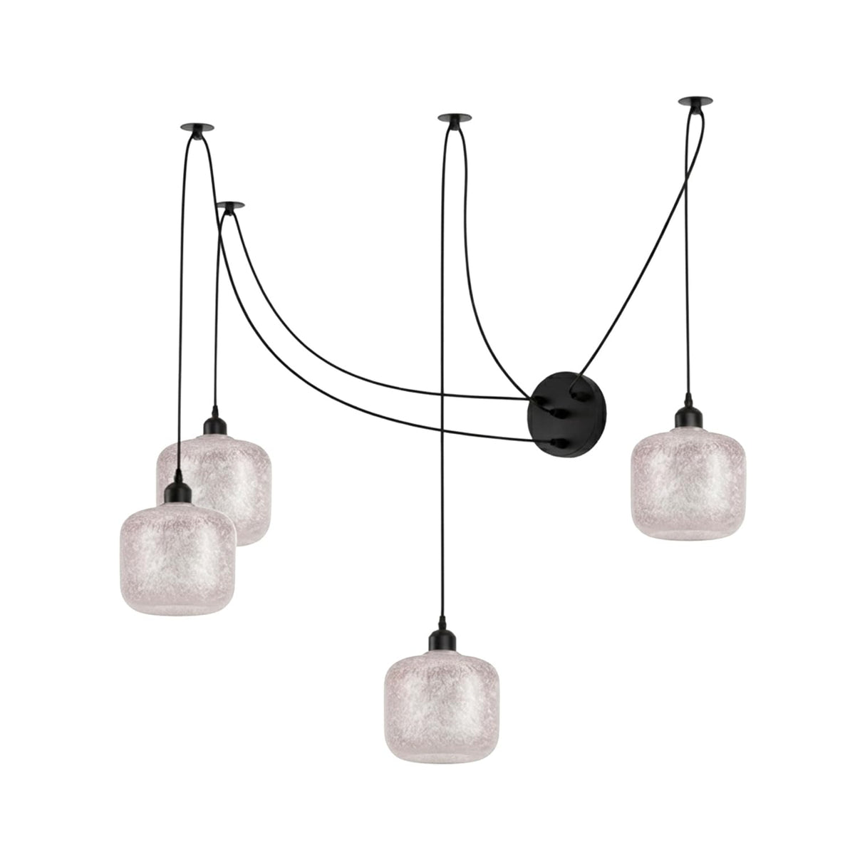 4-Way Spider Pendant Light – Frosted Glass Shades, 2m Cables