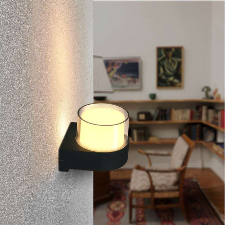 Round 7W LED Wall Light IP54 – Black, Die-cast Aluminium - photo 2