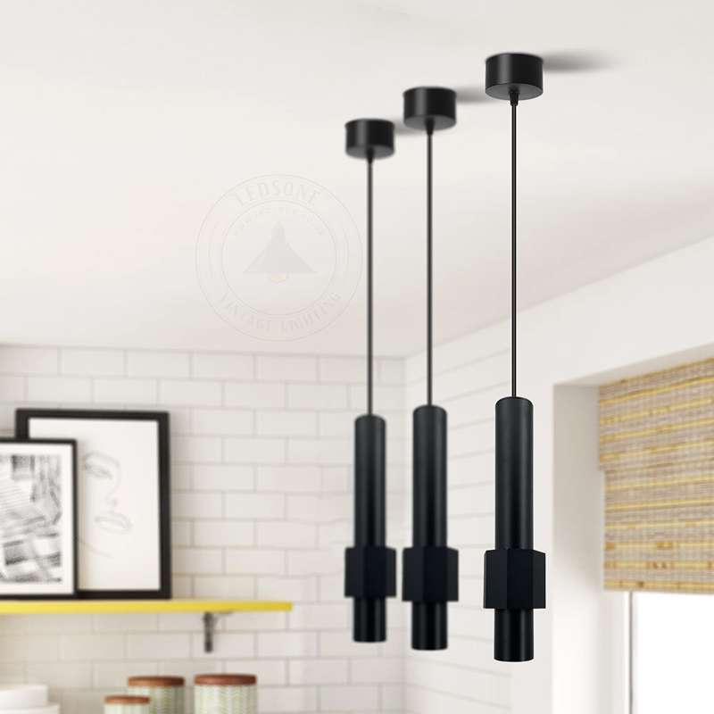 Tube Pendant Light – Black or Black & Gold, Single or Pair - photo 5