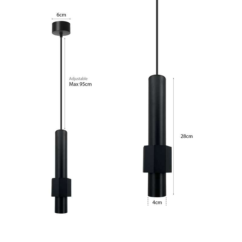 Tube Pendant Light – Black or Black & Gold, Single or Pair - photo 9