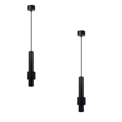 Tube Pendant Light – Black or Black & Gold, Single or Pair - Black, Pack of 2, Without Bulb
