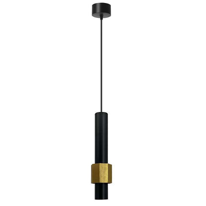 Tube Pendant Light – Black or Black & Gold, Single or Pair - Gold, Single, Without Bulb