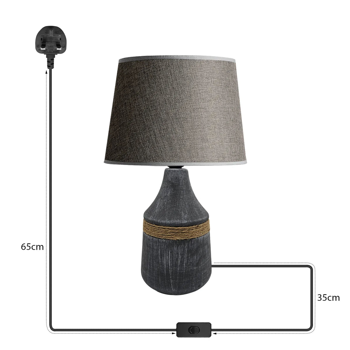 Modern Ceramic Bedside Table Lamp with Fabric Shade - photo 2