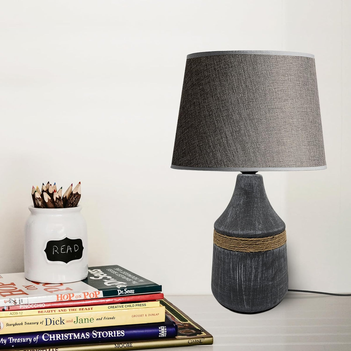 Modern Ceramic Bedside Table Lamp with Fabric Shade - photo 3