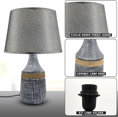 Modern Ceramic Bedside Table Lamp with Fabric Shade - photo 4
