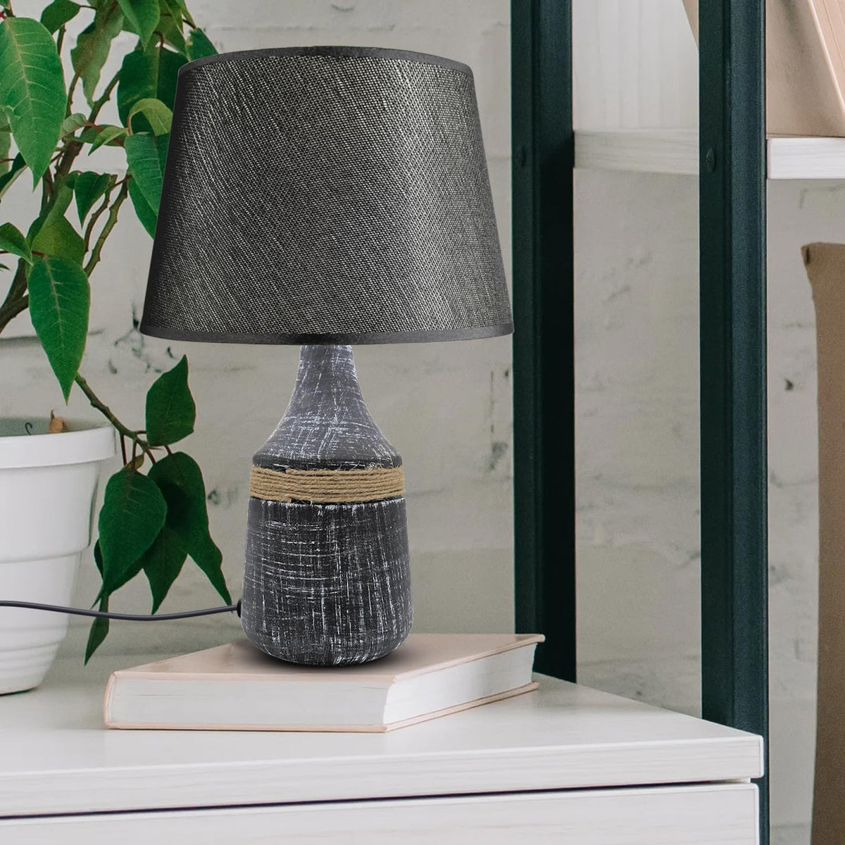 Modern Ceramic Bedside Table Lamp with Fabric Shade - photo 6