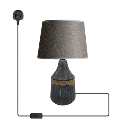 Modern Ceramic Bedside Table Lamp with Fabric Shade - Gray, Without Bulb