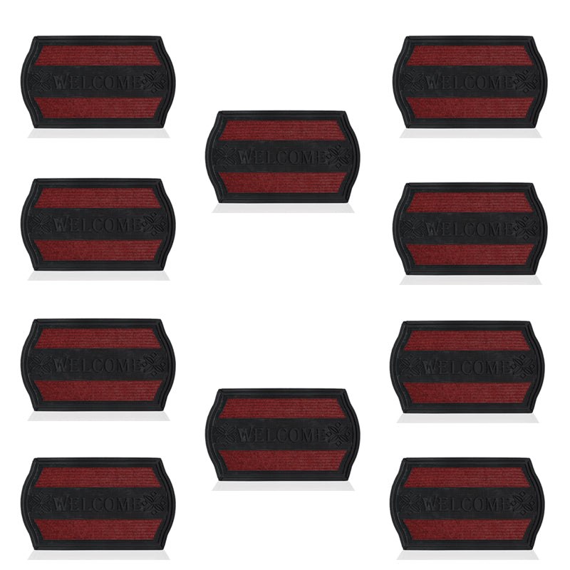 Black and Red Rubber Welcome Mats – 45 x 75 cm, Packs of 3, 5 or 10 - 10 Mats