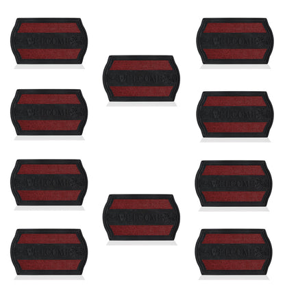 Black and Red Rubber Welcome Mats – 45 x 75 cm, Packs of 3, 5 or 10 - 10 Mats