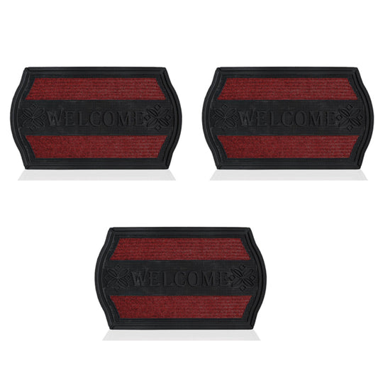 Black and Red Rubber Welcome Mats – 45 x 75 cm, Packs of 3, 5 or 10 - 3 Mats