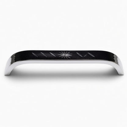Black and Chrome Cabinet Handle – 140 mm, Star-Cut Decorative Top - photo 3