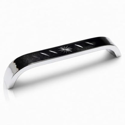 Black and Chrome Cabinet Handle – 140 mm, Star-Cut Decorative Top - photo 2