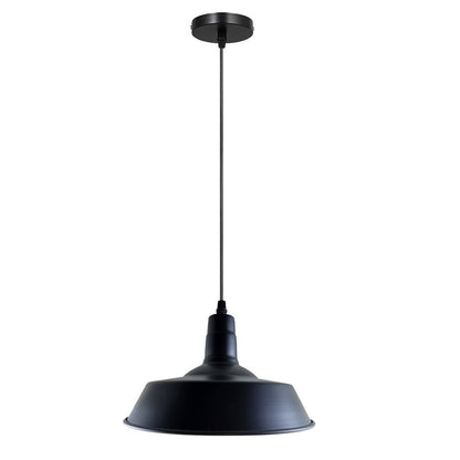 Black Pendant Light – Teardrop, Warehouse or Hammered Dome Shade, E27 - Black, Warehouse Shade 26 cm Black, Without Bulb