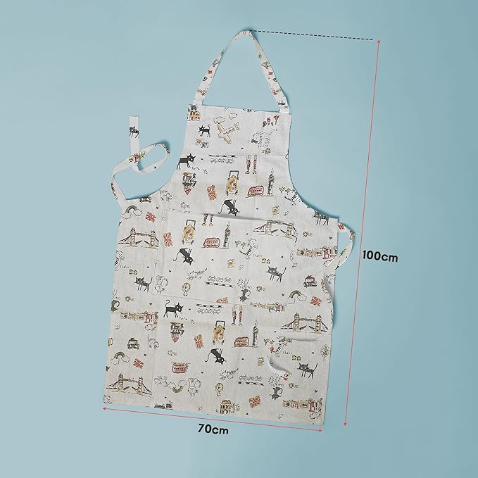 London Cats Print Cotton Bib Aprons, Pack of 3 – Front Pocket - photo 3