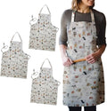 London Cats Print Cotton Bib Aprons, Pack of 3 – Front Pocket - Pack of 3