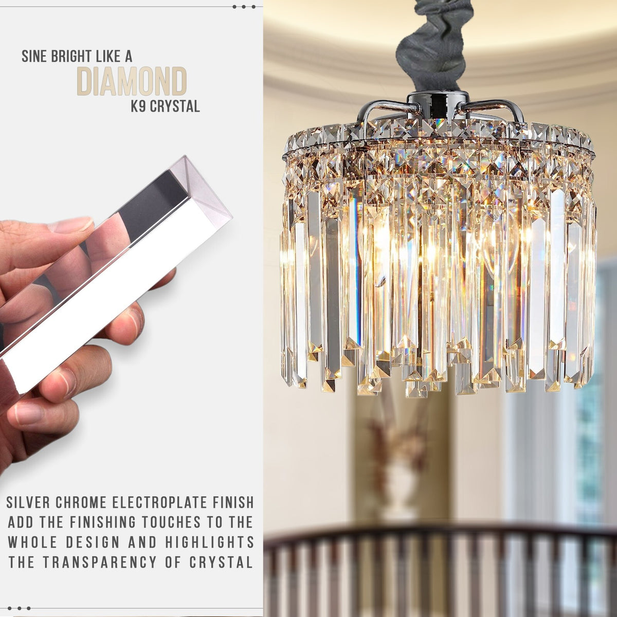Modern Crystal Chandelier K9 LED Droplet Ceiling Light Luxury Hanging Fixture - photo 4