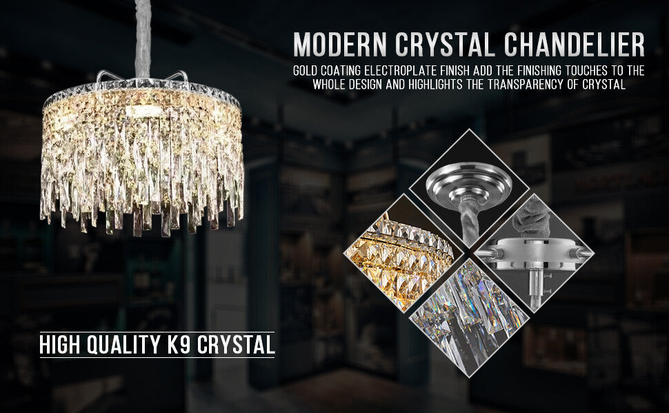 Modern Crystal Chandelier K9 LED Droplet Ceiling Light Luxury Hanging Fixture - photo 7