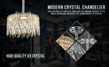 Modern Crystal Chandelier K9 LED Droplet Ceiling Light Luxury Hanging Fixture - photo 7