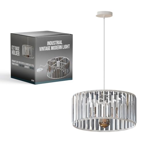 Crystal Drum Pendant Light – 20 or 30 cm, Chrome Fitting, E27 - photo 3