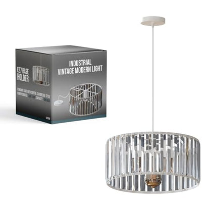 Crystal Drum Pendant Light – 20 or 30 cm, Chrome Fitting, E27 - photo 3