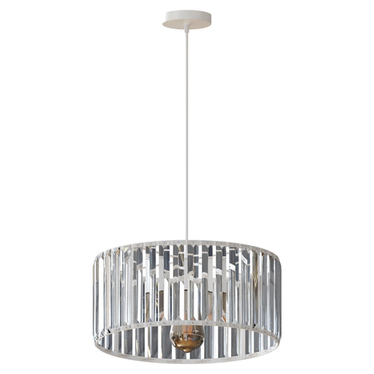 Crystal Drum Pendant Light – 20 or 30 cm, Chrome Fitting, E27 - Chrome, Crystal Drum 30 cm, Without Bulb