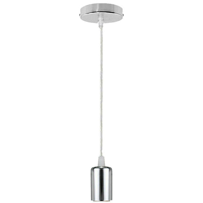 Crystal Drum Pendant Light – 20 or 30 cm, Chrome Fitting, E27 - Chrome, No Shade (Pendant Set Only), Without Bulb