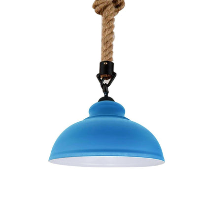 Hemp Rope Pendant Light – Curvy 29 cm Metal Shade, Many Colours - photo 8